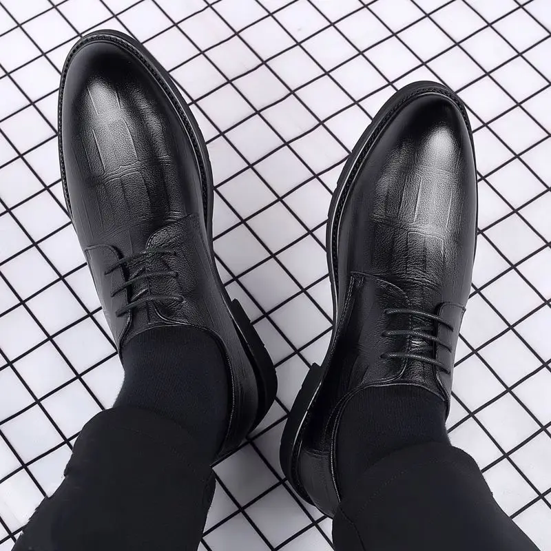 

Черные лоферы, клетчатая социальная обувь, мужская однотонная обувь, дешевая мужская деловая обувь из натуральной кожи, легитимная обувь