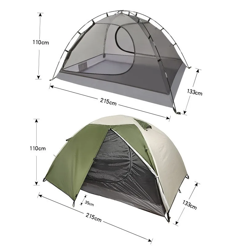 Outdoor Camping Double Person Mountaineering Tent Portable Lightweight Double-layer Rainproof and Windproof Thickened Tent