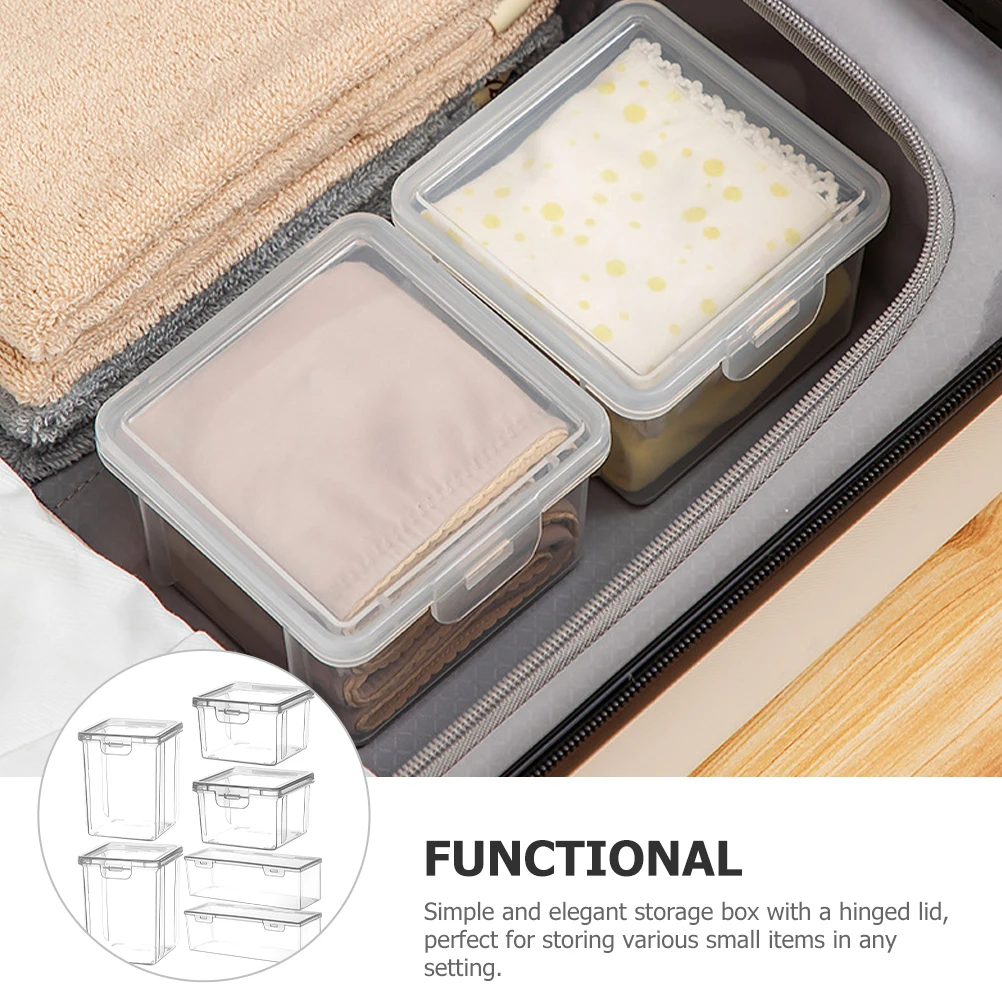 

6pcs Storage Boxes Clear Plastic Containers for Hair Clips Accessories Small Items Travel Scrunchie Jewelry ganizer Portable