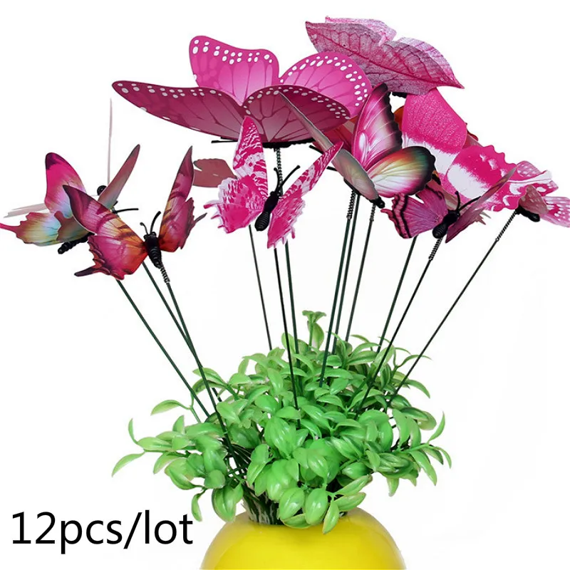 12pcs Colorful Butterflies Garden Yard Planter Butterfly Stakes Decoracion Outdoor Decor Flower Pots Decoration