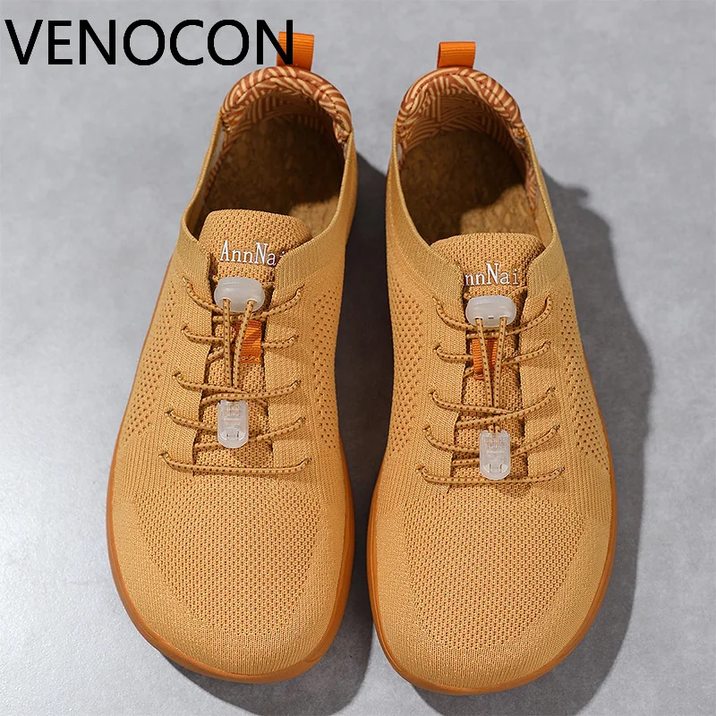 VENOCON Barefoot Zero Drop Wide Ball Toe Box Nose Minimalist Airy Knitted Upper Canvas Lining Shoes Sneakers For Men Man Woman