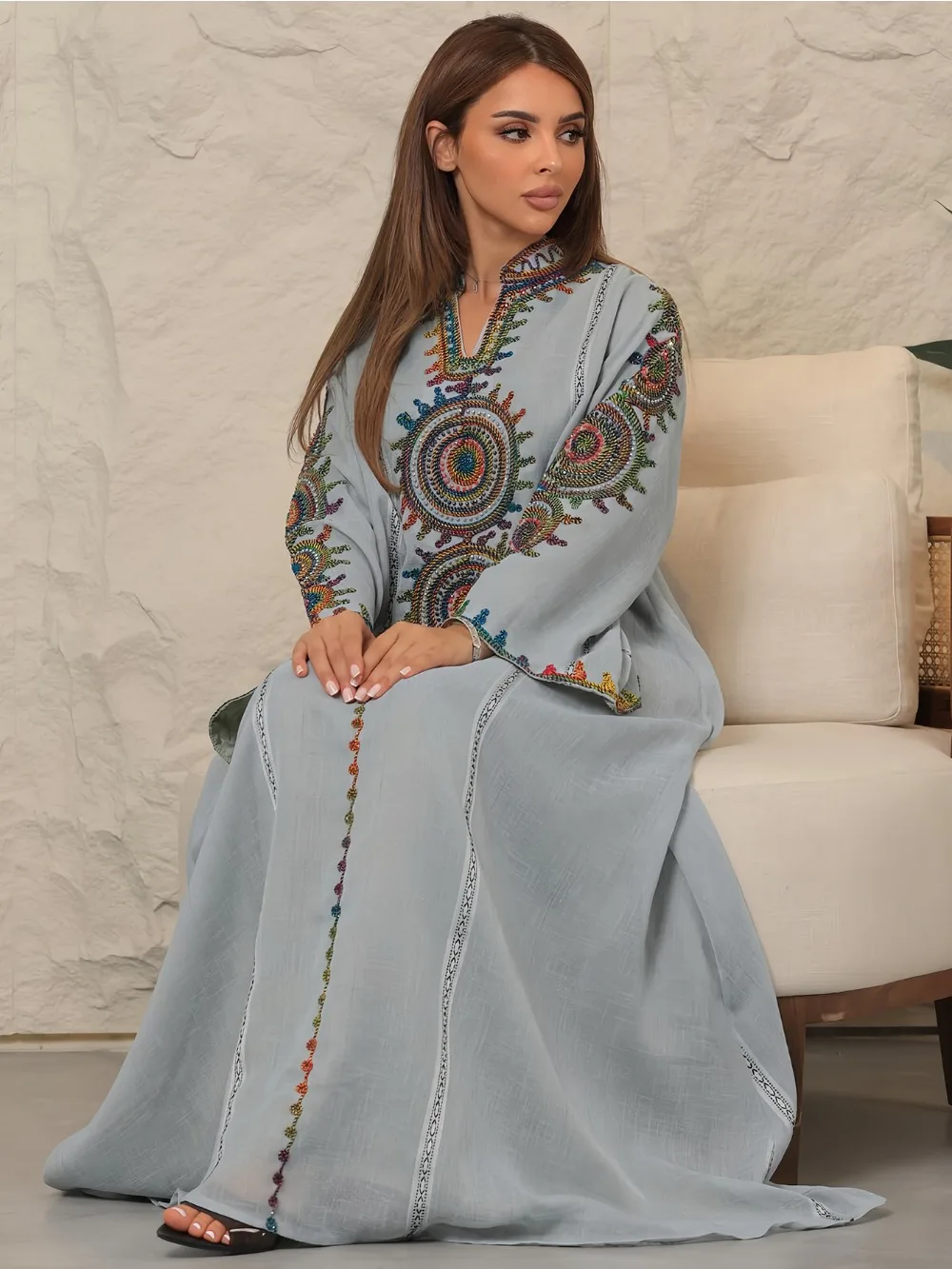 Ramadan Morocco Kaftan Muslim Abaya Women Embroidery Long Robe Party Dress Vestidos Saudi Jalabiya Eid Modest Dresses Abayas