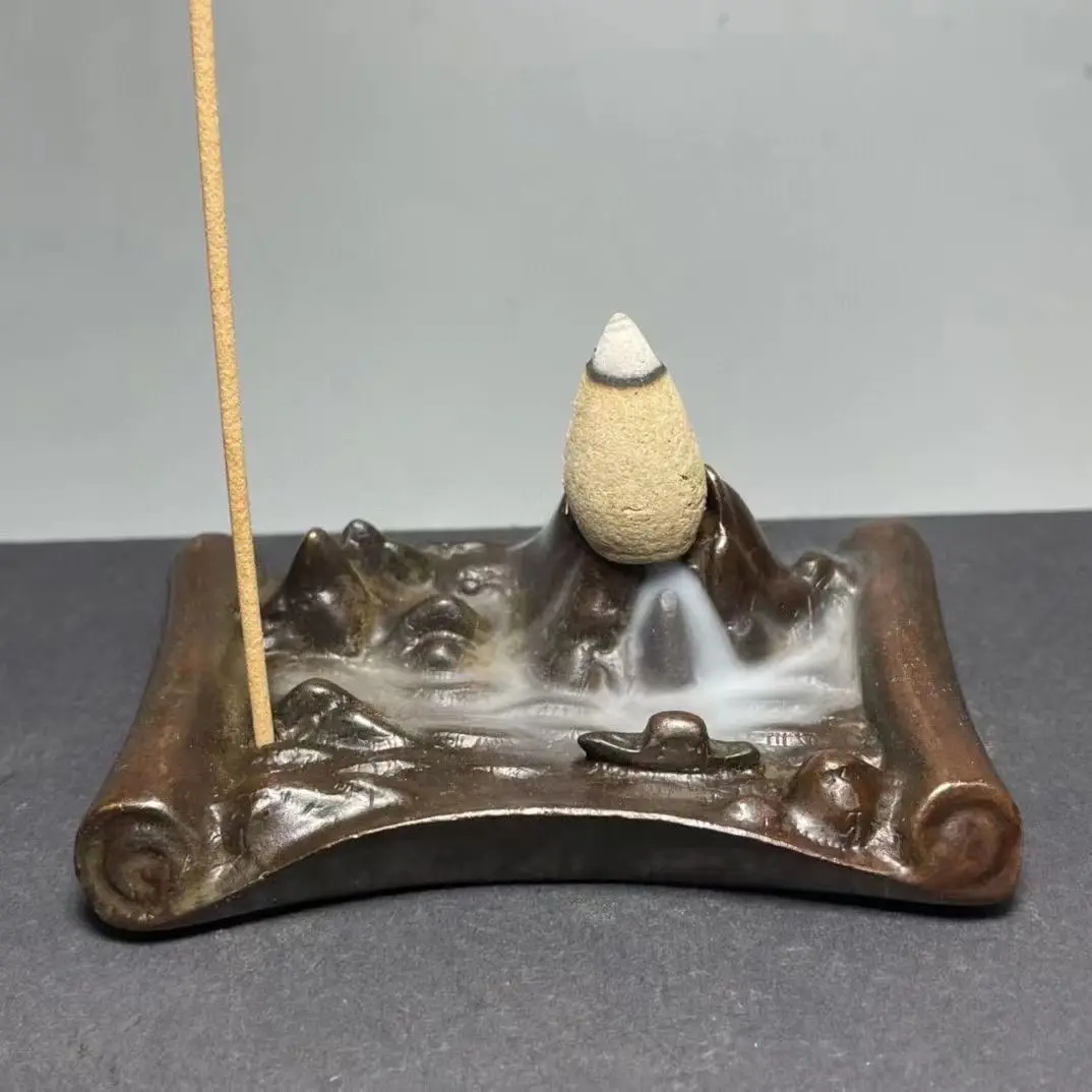 Buddhist mountain stream boat Backflow Incense Burner Statue for Tea Home Decor Ornaments