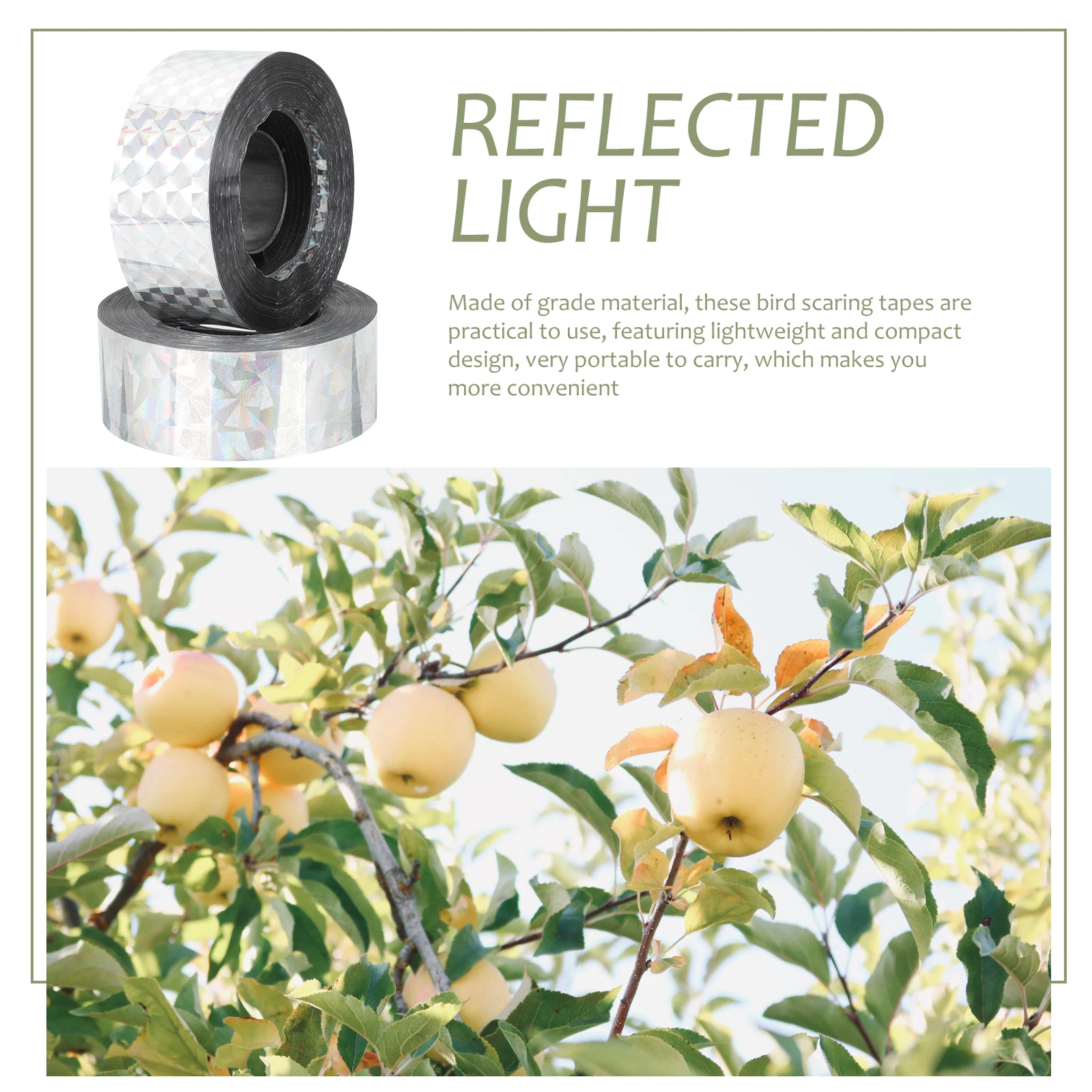 

2 Rolls Garden Bird Sided Anti Bird Tape 24mmx80m Garden Fruit Tree Scaring Ribbon Reflective Film Durable