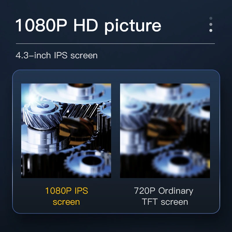 Dual Lens Handheld Industrial Endoscope 4.3 "IPS Screen Borescope Inspection Snake Camera with 8 LED Lights 1080P Sewer Camera