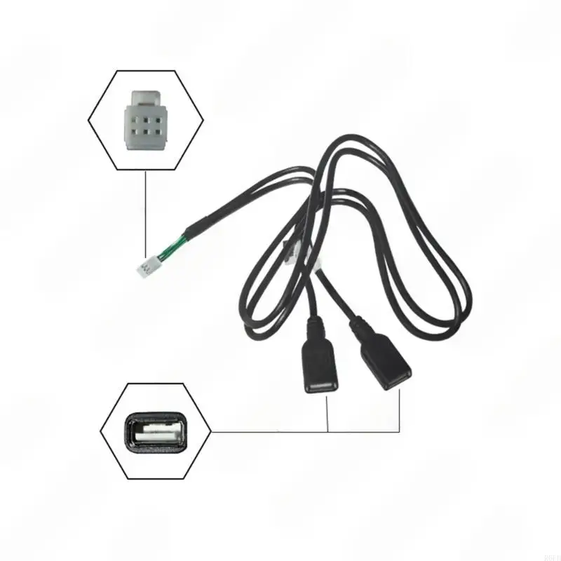 Head Unit USB Harness Cable, 6 Pin to Two USB-A Female Adapter, 80 Replacement for Select Car Multimedia Connection Access R6FB