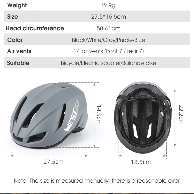 WEST BIKING Casco da ciclismo Casco da bici da strada Aero Berretto di sicurezza da corsa leggero Sport all'aria aperta per uomo Donna Casco da bicicletta MTB