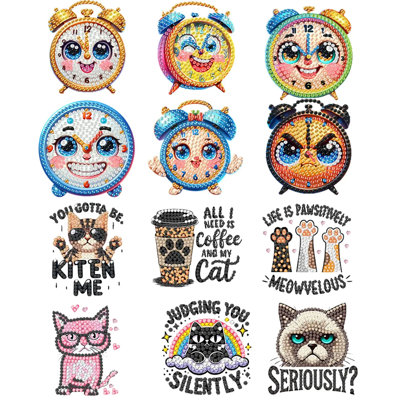 

12pcs 2D Flat DIY Diamond Art Refrigerator Sticker Round Diamond Magnetic Refrigerator Stickers Diamond Art Kits for Home Decor