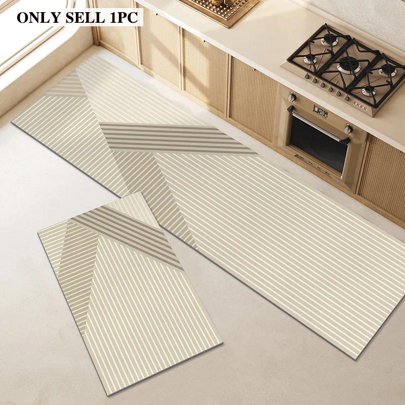 

Kitchen Carpet PVC Waterproof Oil-proof Non-slip Leather Floor Mat Minimalist Striped Rug Long Size Home Decoration Rugs 주방 카펫