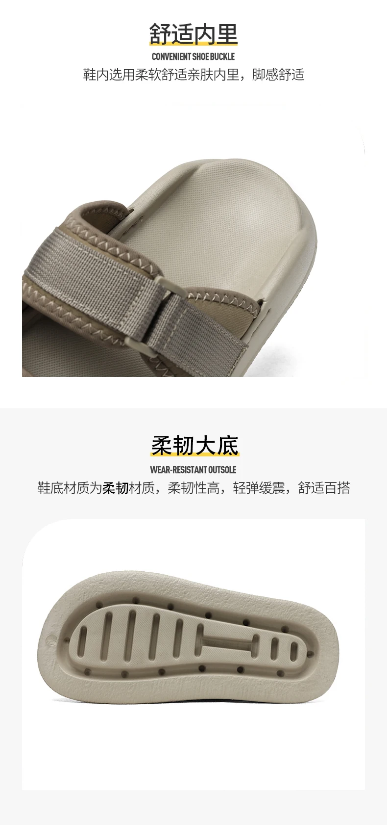 Men's Thick-Sole Casual Slides Slippers Summer Soft-Sole Outdoor Beach Shoes Quick-Drying Breathable Lightweight Sports Slippers