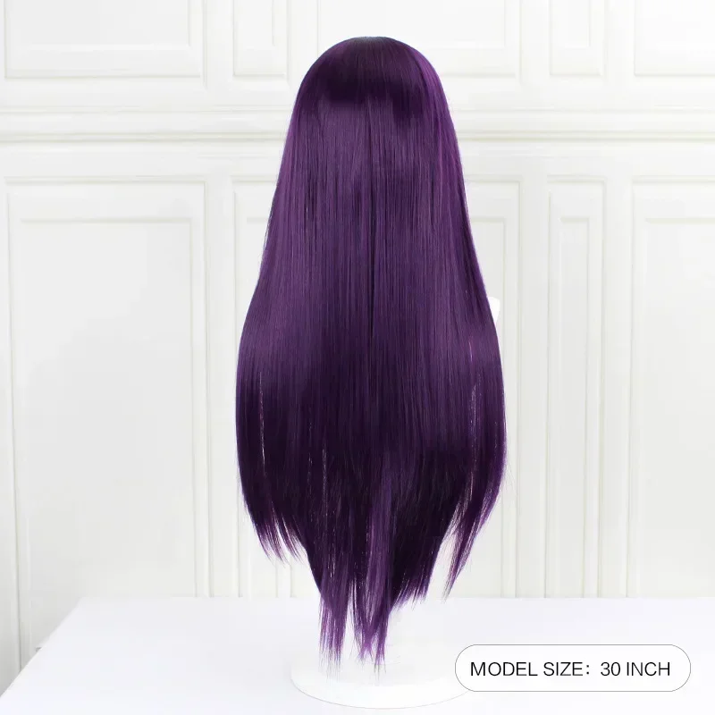 女性用ロングストレート合成コスプレウィッグ、アニメゲーム、ドキドキ、ユリクラブ、ナツキ・モニカ