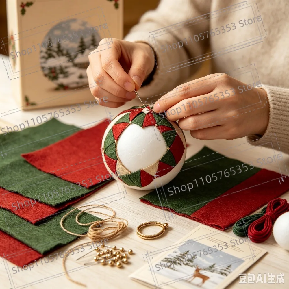 2026 Vintage Style Christmas Patchwork Ornament DIYdecorative Ball Kit Handcraft Beginner‑Friendly Christmas Sewing Kit Gifts