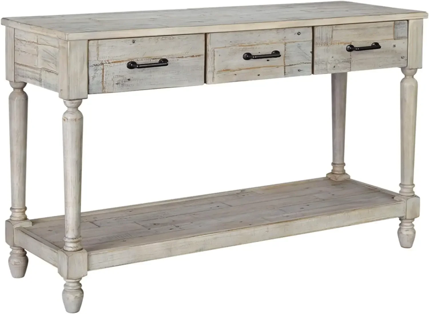 

Furniture supplies Signature Design by Ashley Shawnalore Farmhouse Solid Pine Wood Sofa Console Table, Whitewash