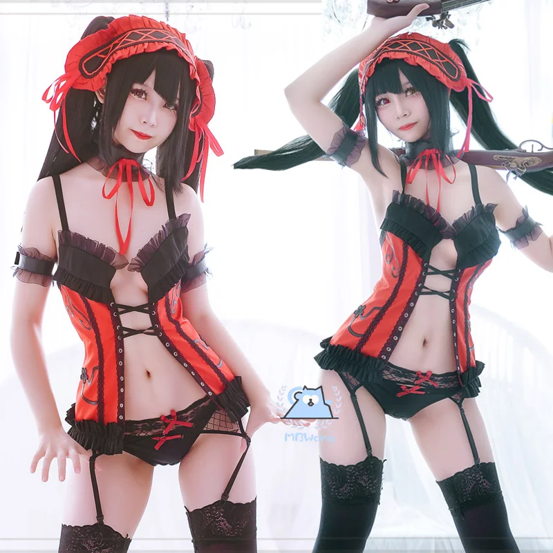 

AnimeDate A Live Kurumi Tokisaki Cosplay Costume Kurumi Cosplay Costume Underwear Outfit For Hallowmas Party Adult Women Men