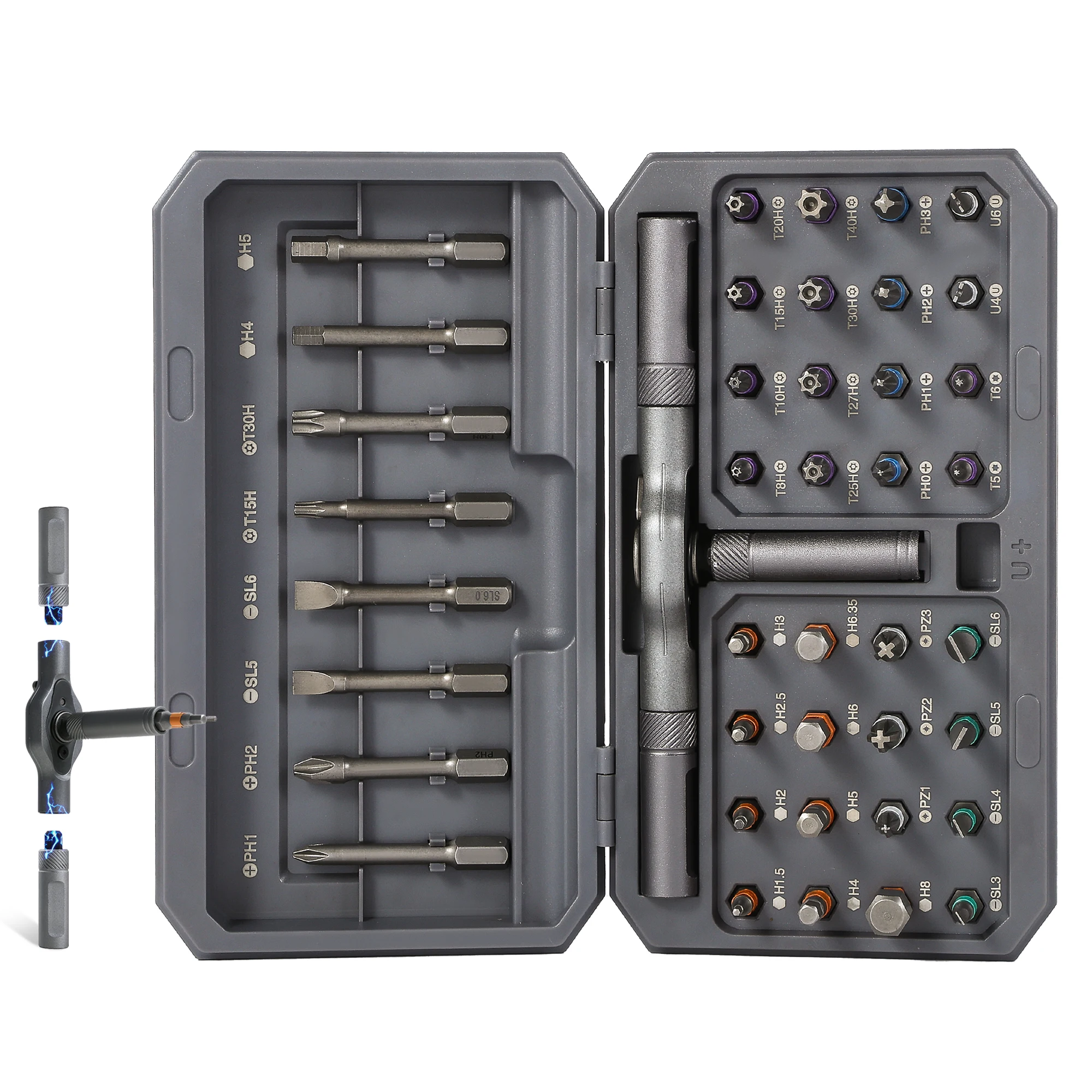 مجموعة مفكات براغي بسقاطة 42 في 1، لقم مغناطيسية دقيقة مع مقبض وحقيبة قابلة للفصل. طقم مفك براغي صغير متعدد الأغراض #1