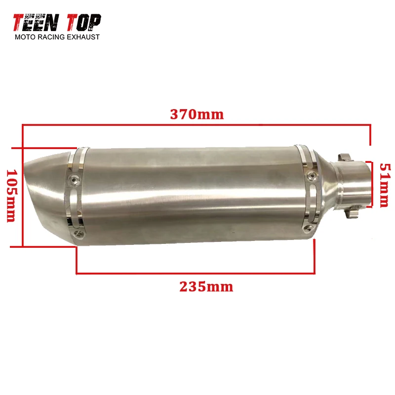 51mm Modified Motorcycle Muffler For BENELLI BN302 TNT300 BJ300/GS Tornado 302R 255R Exhaust Muffler 370mm Silencieux DB Killer