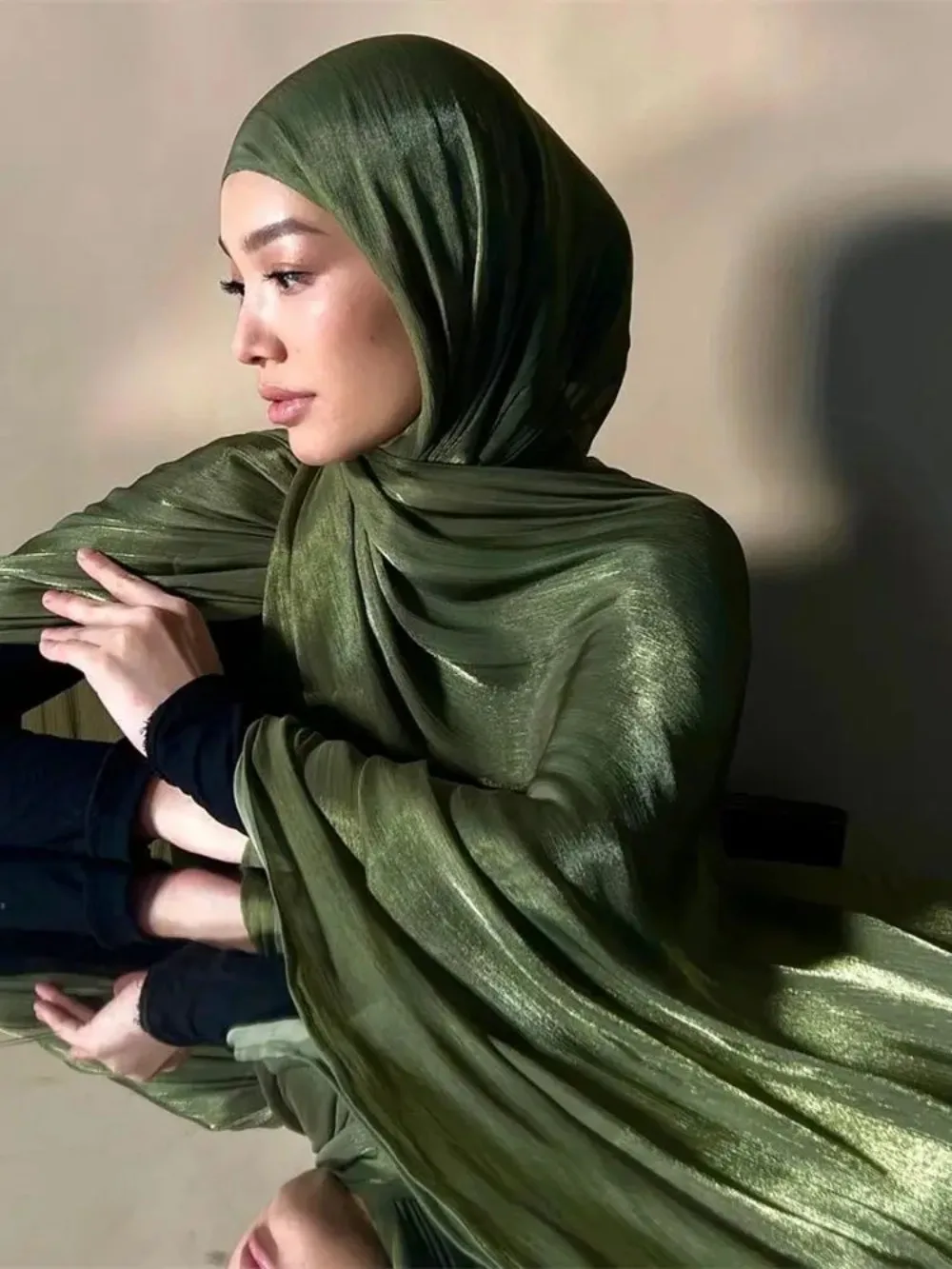 Eskü organza 70*175 Centiméter maxi Szatén khimar Aba Dubaj Arábiai Iszlám muszlin Állott ízetlen Nők Csillámlás Hidzsáb Turbán hijabs musulmans Nő