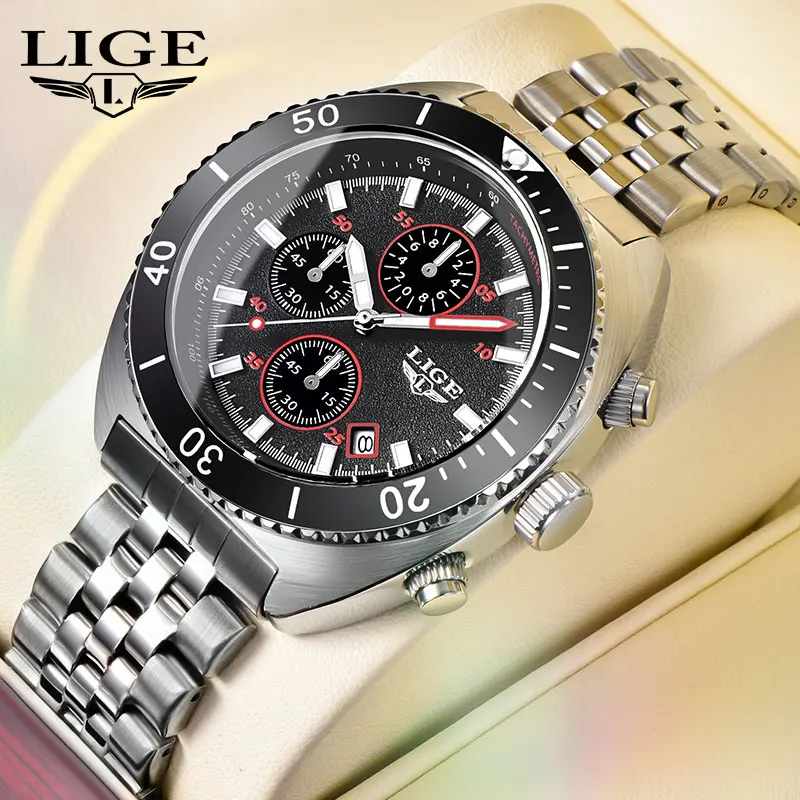 

Relogio LIGE Men Watch Waterproof Steel Top Brand Luxury Sport Chronograph Quartz Watch For Men Date Clock Wristwatch Uhr Herren