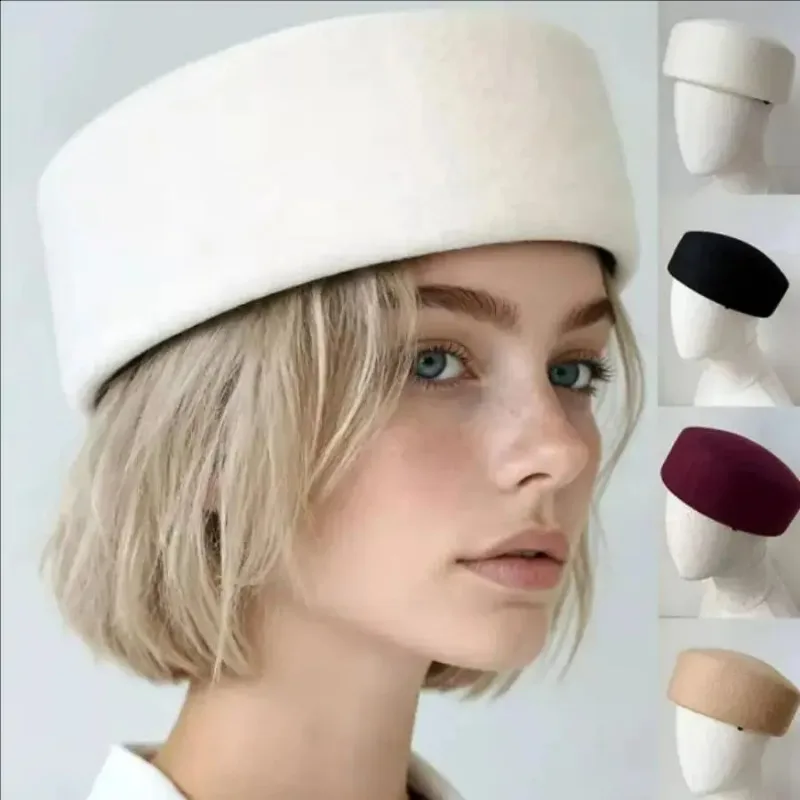 French Style Beret Hat Caps Airline Stewardess Flight Attendant Vintage Hat Black Flat Top Hat Hair Clip Hair Accessories