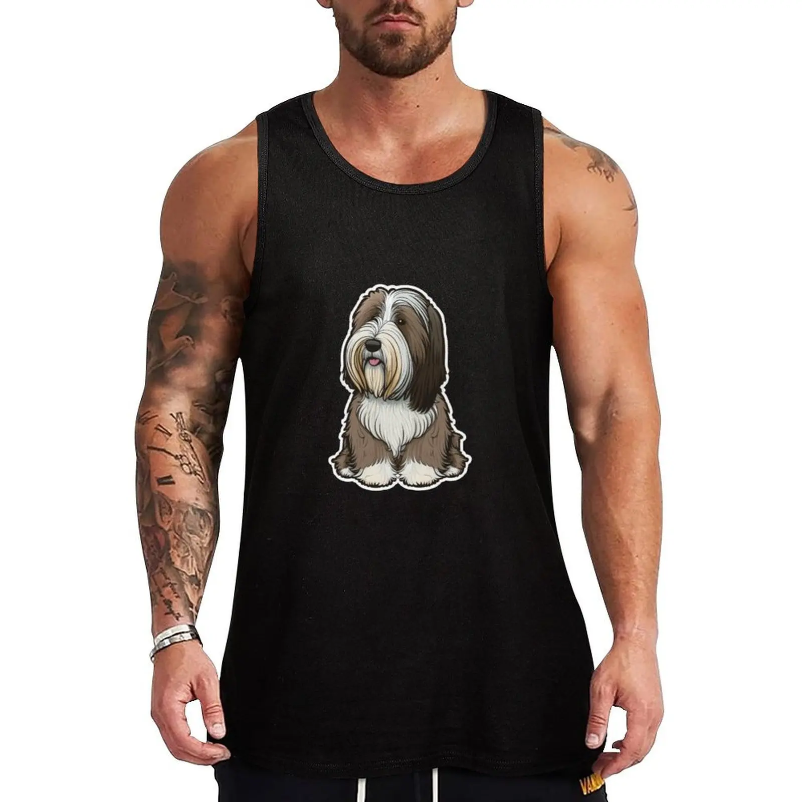 Bearded Collie Cartoon Tank Top Men's summer clothes sleeveless shirt man gym