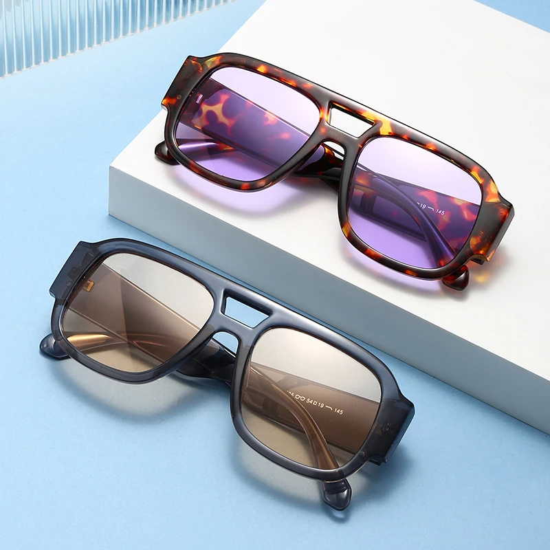 Protective Glasses 1/4 Sets Large Frame Double Bridges Square Sun Glasses Women Candy Color Men Eyeglasses Outdoor Sports Shades image 2