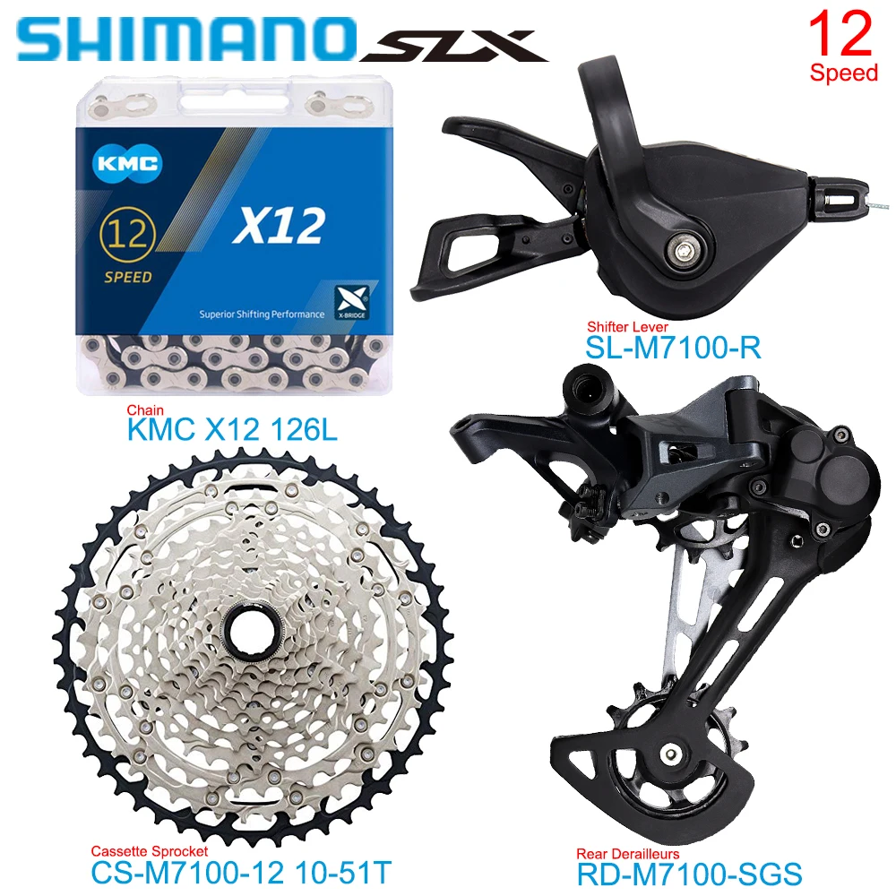 

Набор компонентов для велосипеда SHIMANO SLX M7100, детали для горного велосипеда, 1x1, 2 скорости, детали для горного велосипеда, цепь X12, 51T, 12 s, 12 В