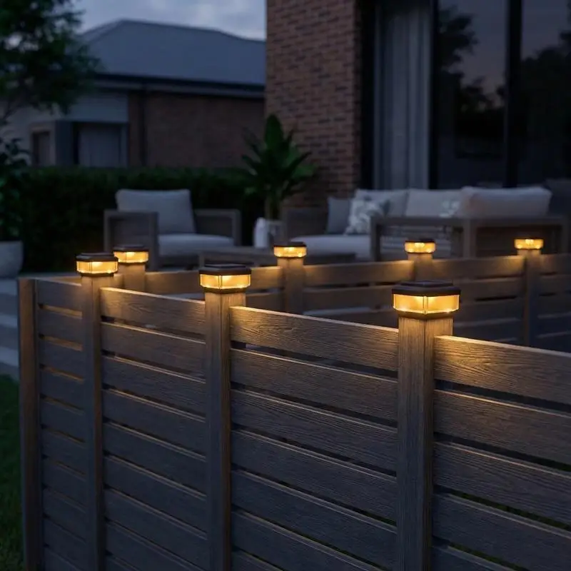 1Pcs IP65 Waterproof Solar Fence Lamp Solar LED Light Post Cap Lights LED Fence Lighting Fence Warm White Home Garden Decoration