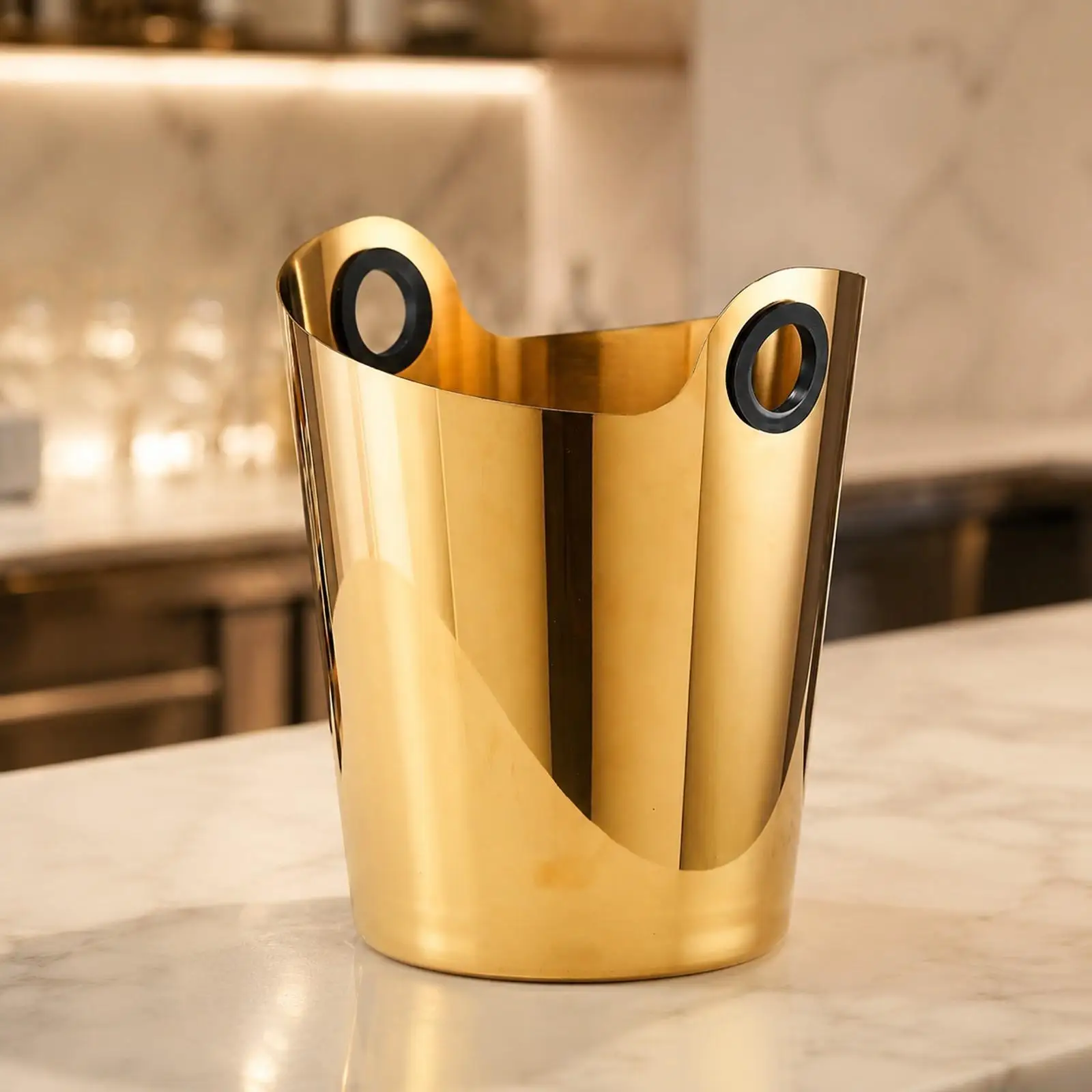 Rust Resistant Champagne Cooler Bucket with Side Handles for Bartender Serving Dinner Entertaining