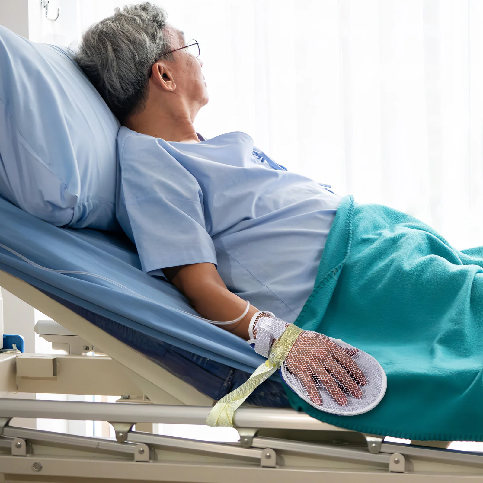 

2pcs Universal Fit Finger Protection Restraint Gloves Padded Adjustable Hand Protectors Medical Use Safety Mitts For Elderly