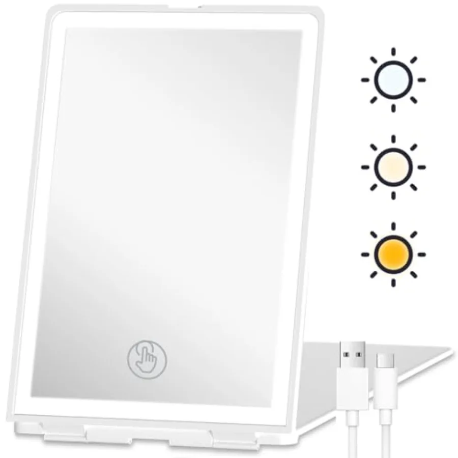 

Travel Makeup Mirror with Lights Valentines Day Gifts for Her, Girlfriend, Wife, Birthday Gifts, Rechargeable Portable Compact