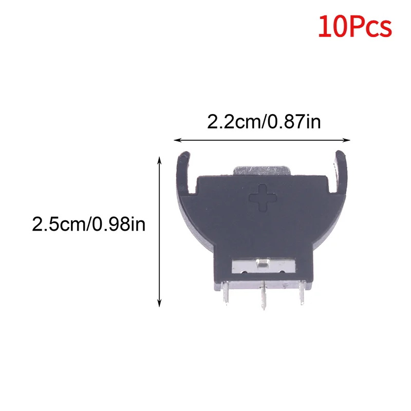 10Pcs Black Plastic CR2032 2032 3V Half-Round Cell Coin Vertical Battery Holder Battery Socket Case Module Battery Boxes.