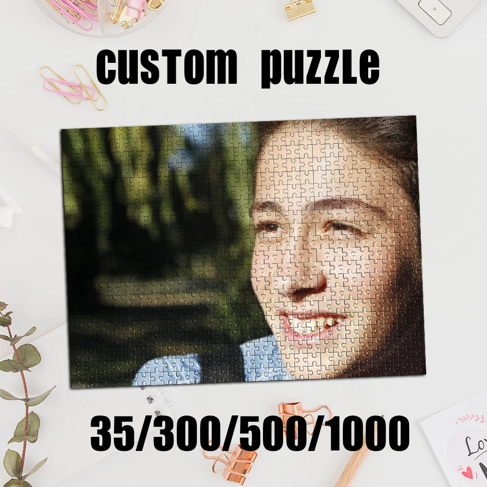 Puzzle photo personnalisé avec photo sur mesure, 35/300/500/1000 pièces, pour adultes, cadeaux de famille, jouets éducatifs pour enfants