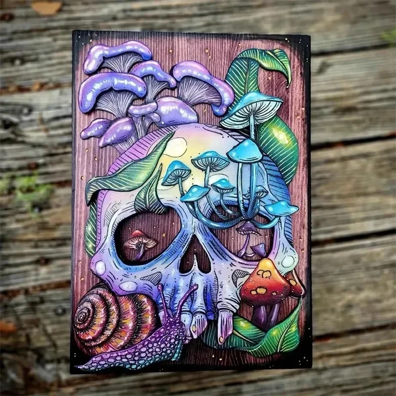 Skull and Nature Hidden Key Box Pure Handmade Wooden Skeleton Halloween Jewelry Box Skeleton Hands and Hearts Hide Key Boxes