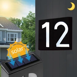 Solar LED House Number Outdoor Address Lights Waterpoof Garden Digital Solar Powered Address Sign Lighted Up for Home Yard Door