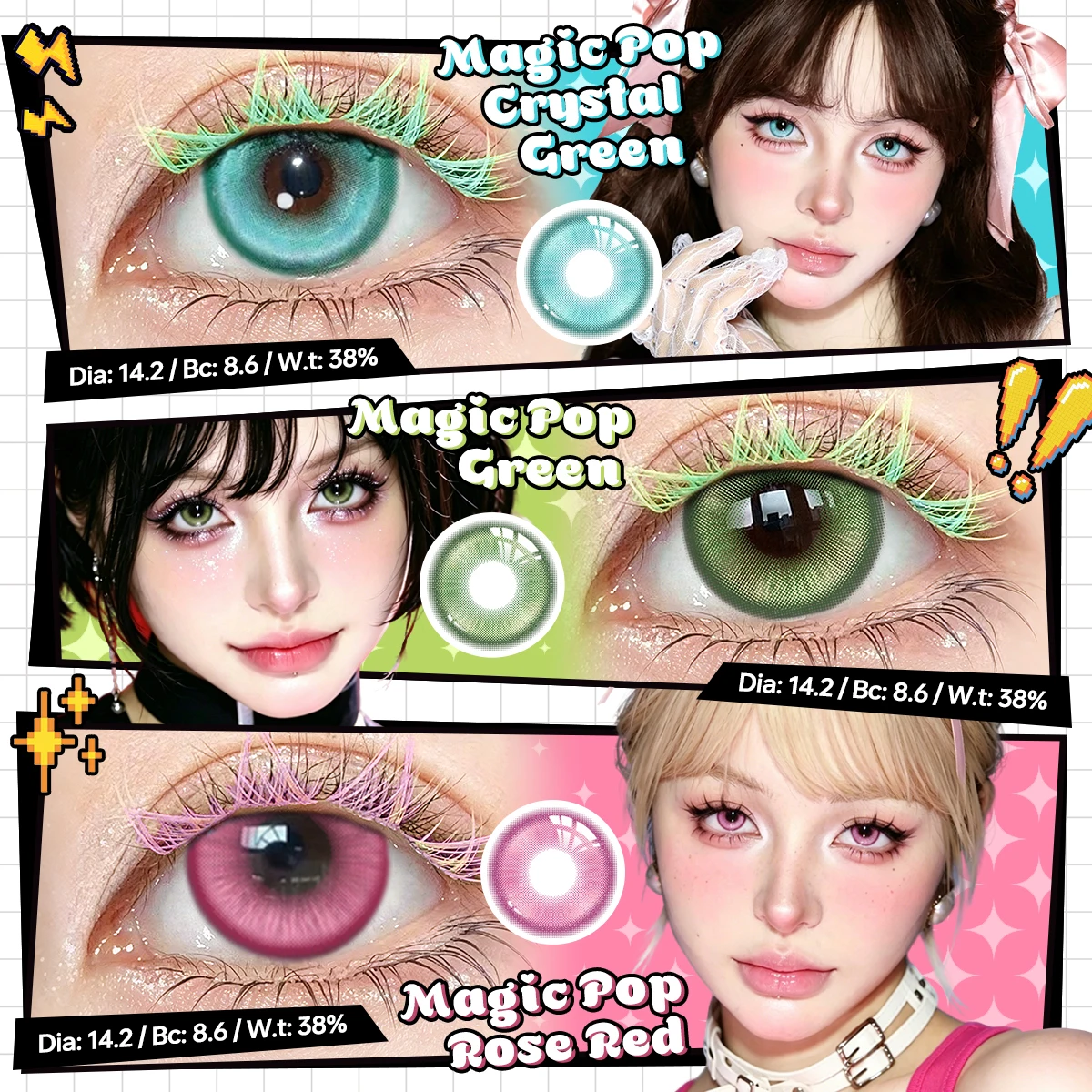 Lentes de Contato Coloridas Visuashow Cosplay - Lentes Cosméticas Stardust Marrom e Cinza 1 Par Descartáveis Anuais para Maquiagem dos Olhos