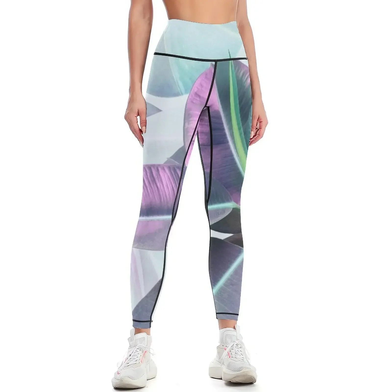 

Violet Tropical Plant, Ficus Elastica Leggings for physical Clothing fitness for fitness sports woman gym Womens Leggings