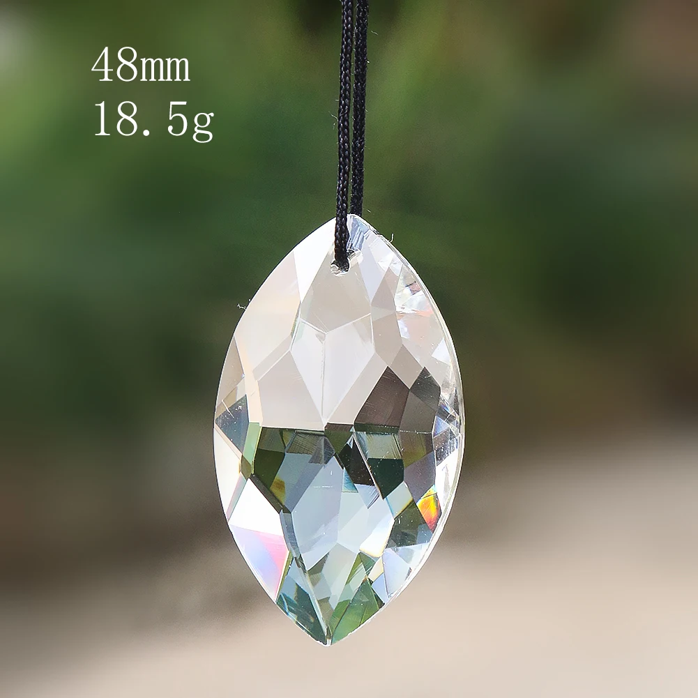 2PC Clear Charm Shiny Faceted Prism Horse Eye Crystal Pendant Geometry Oval Glass Chandelier Lamp Part Curtain Dangle Suncatcher