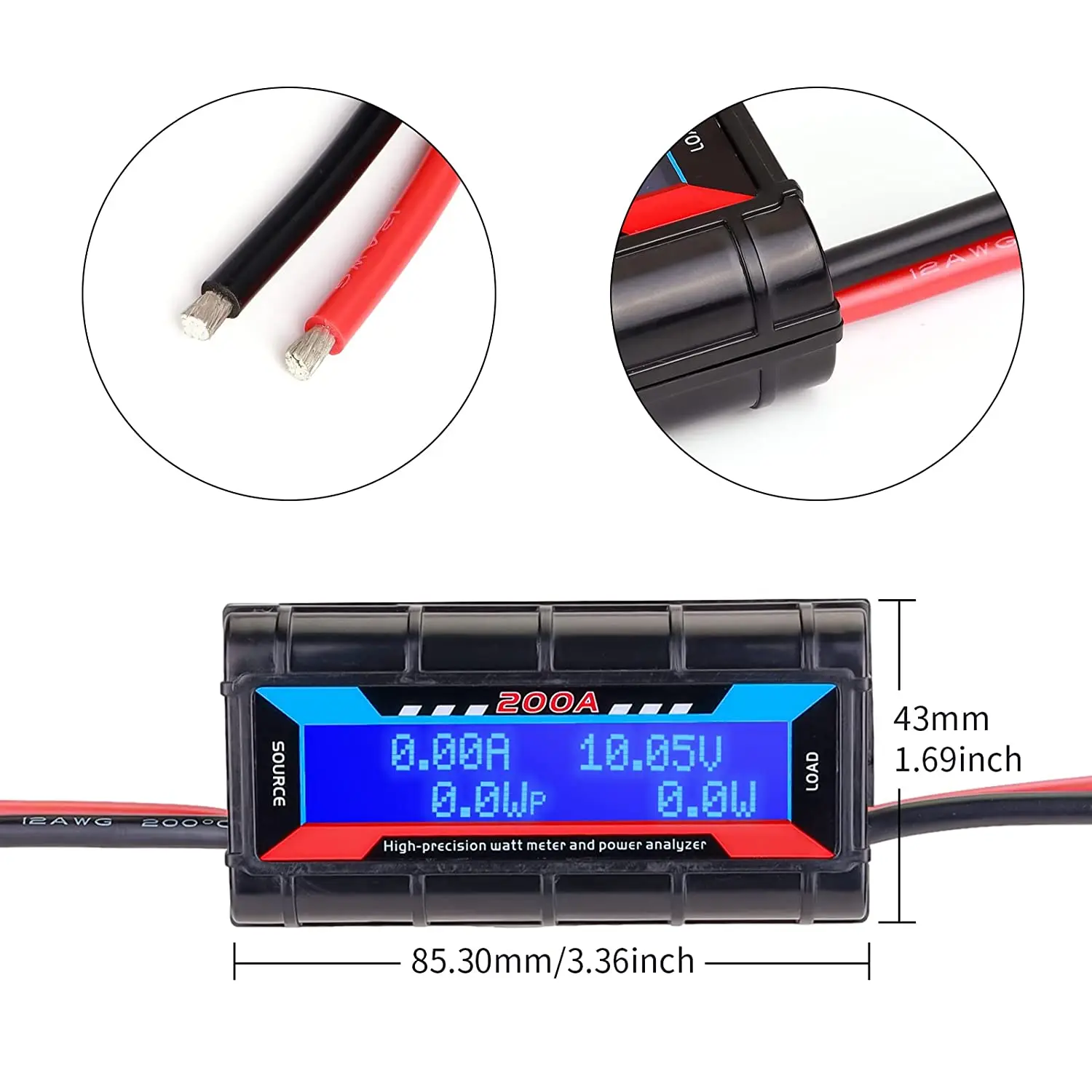Hochpräzises 130A 150A 200A Wattmeter Spannung Amperemeter Leistungsanalysator Checker / Leistungsmonitor mit LCD-Bildschirm – Detail 16