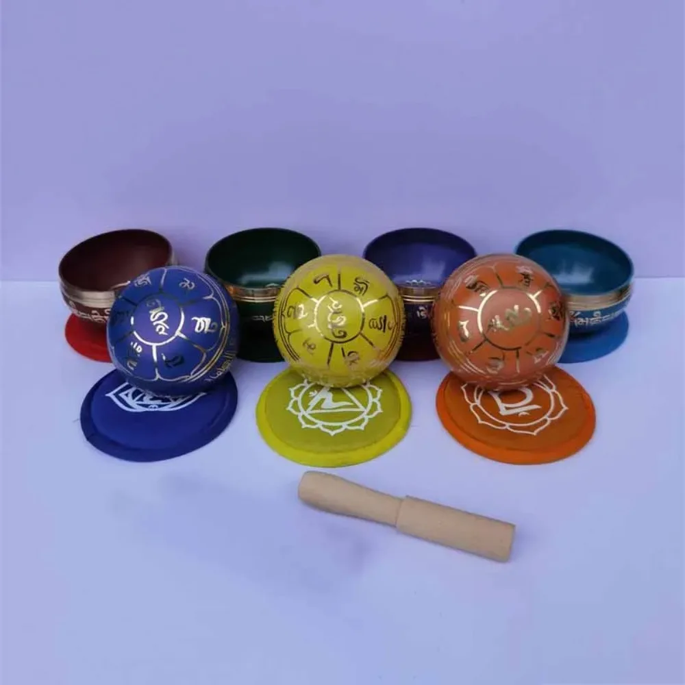 Nepal Handmade Buddha Sound Bowl Sound Healing Instrument Colorful Tibetan Singing Bowl Meditation Yoga Professional Accessories