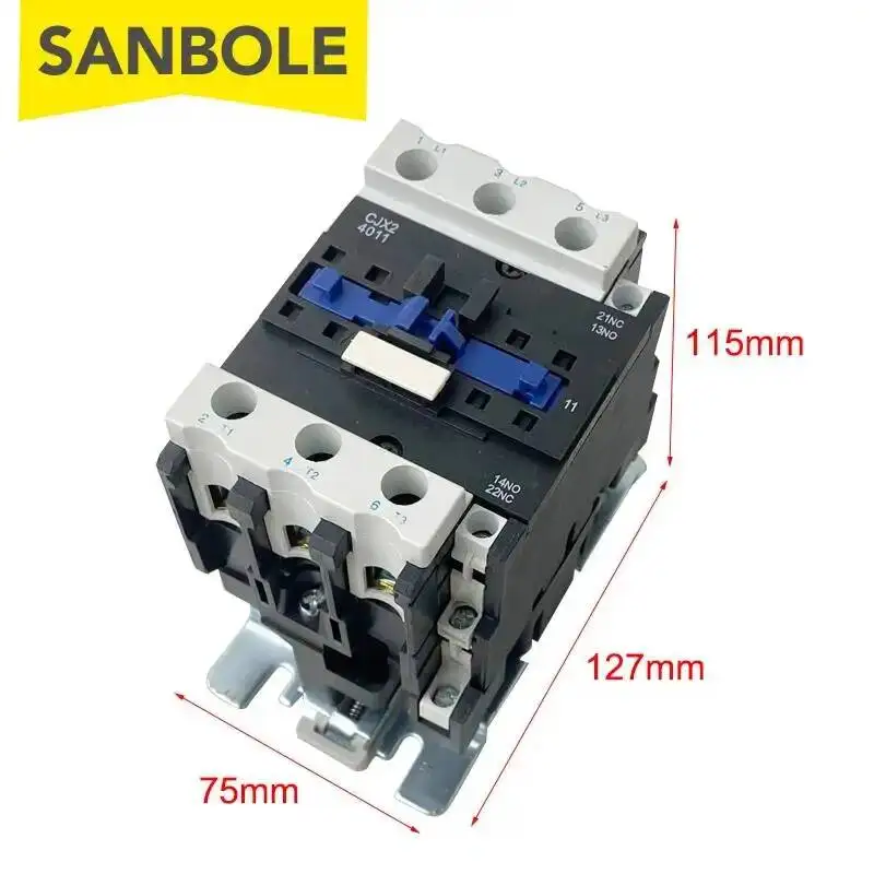 AC Contactor CJX2-4011 40A 3P LC1-D40 Series Silver Contact 1NO 1NC Universal 220V 380V 110V 127V 48V 36V 24V