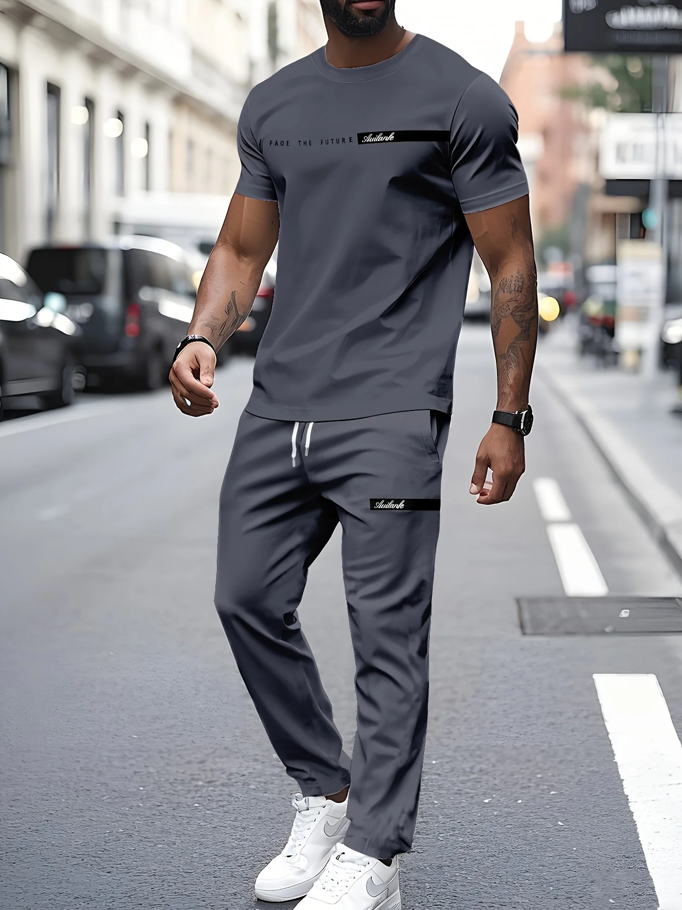 مجموعة رجالية صيفية جديدة غير رسمية موديل 2025 رياضية ثلاثية الأبعاد مطبوعة بأحرف ناعمة ومريحة وقابلة للتنفس