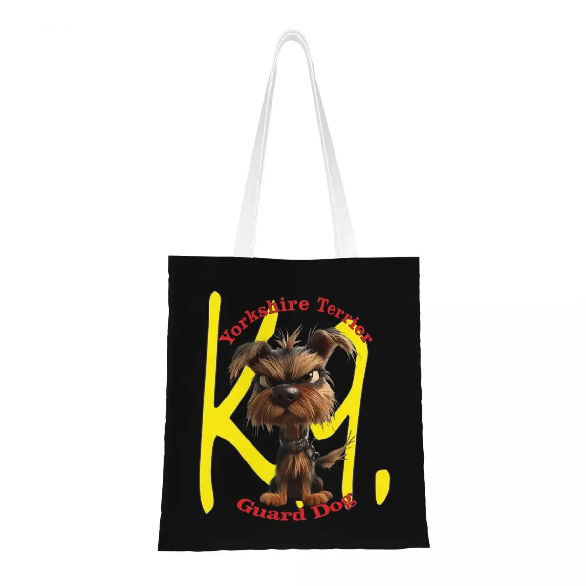 Yorkshire Terrier Guard Dog Yorkie Shopping Bags Girls Canvas The Tote Bag Reusable Ladies Shoulder Tote Travel Handbag