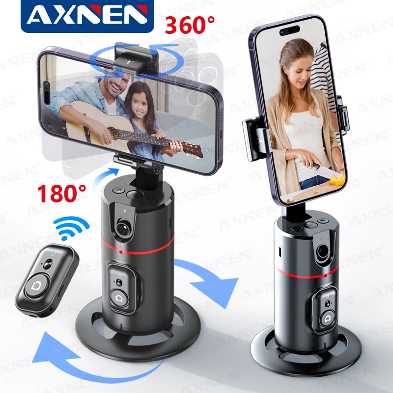 AXNEN-Follow-up Gimbal Estabilizador, Monopod Desktop Tracking, remoto para fotografia Tiktok Live, Rotação 360, Novo, 2023