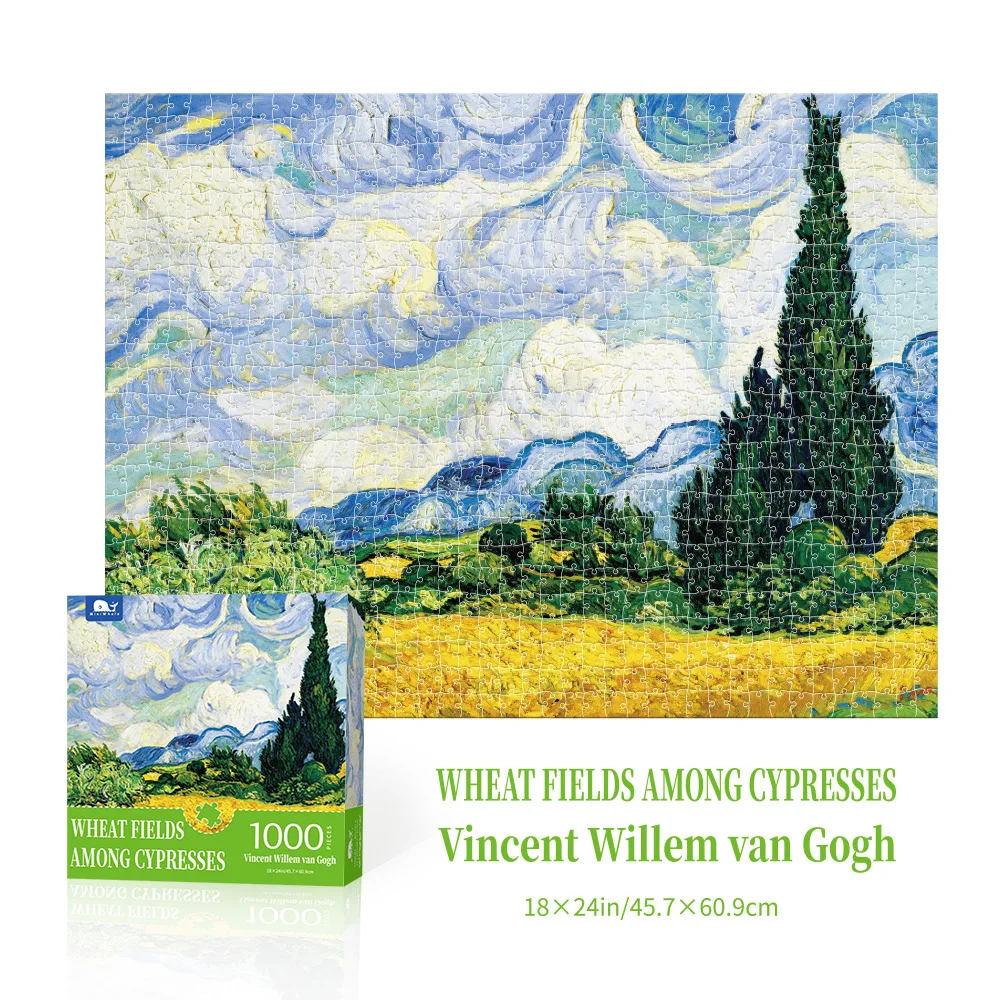 Maxrenard اللغز 1000 قطع للكبار طفل فان جوخ لغز لعبة الأسرة لعبة العالم الشهير النفط اللوحة ديكور المنزل #2