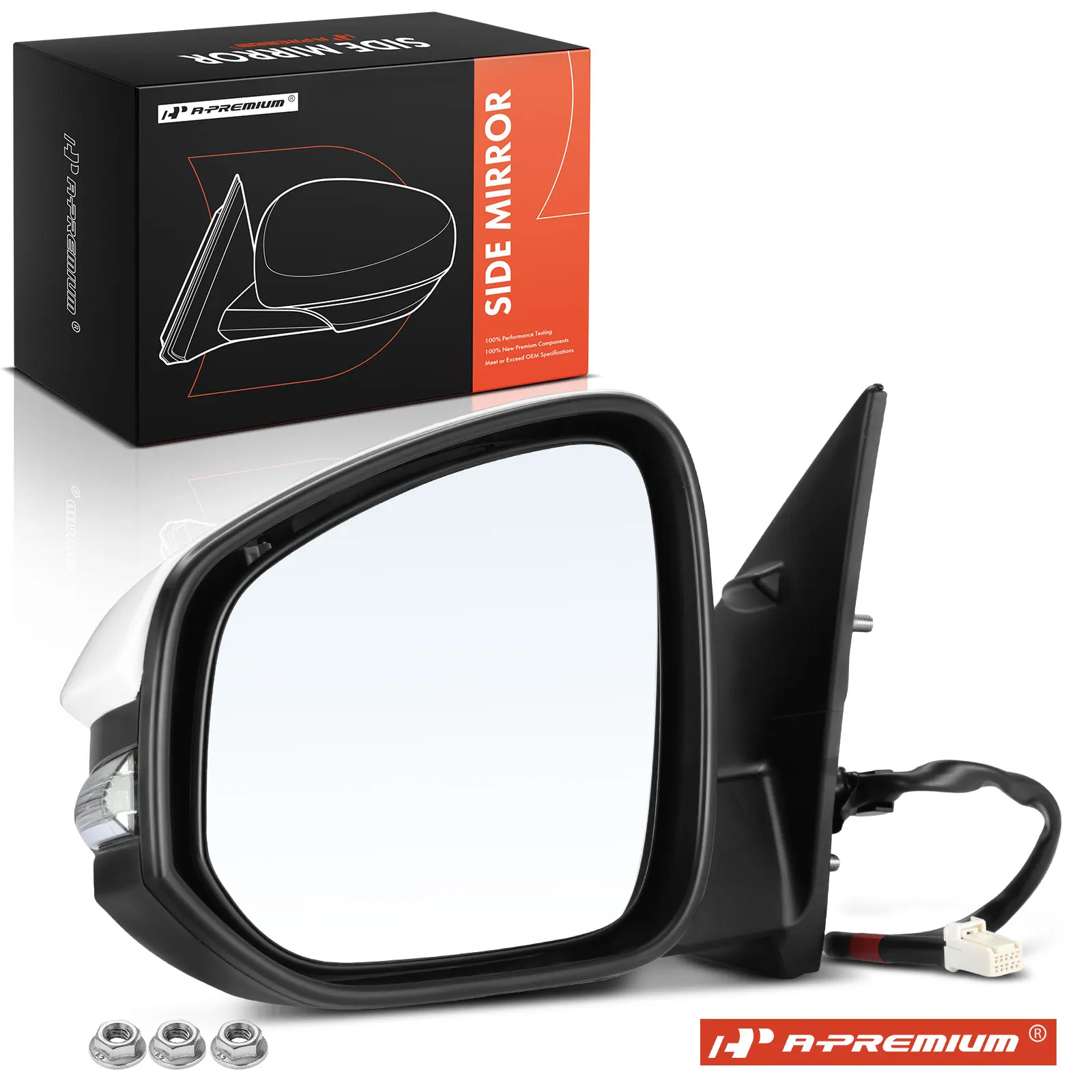 A-Premium Driver Side Power Door Mirror for Toyota Highlander 2014-2018 Manual Folding Turn Signal Light Heated White