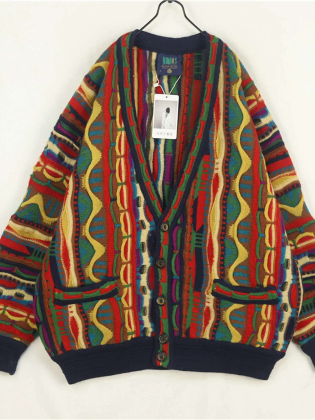 

Винтажный уличный шерстяной свитер COOGI с узором в виде горькой тыквы, круглый женский трикотаж в стиле ретро в стиле хип-хоп