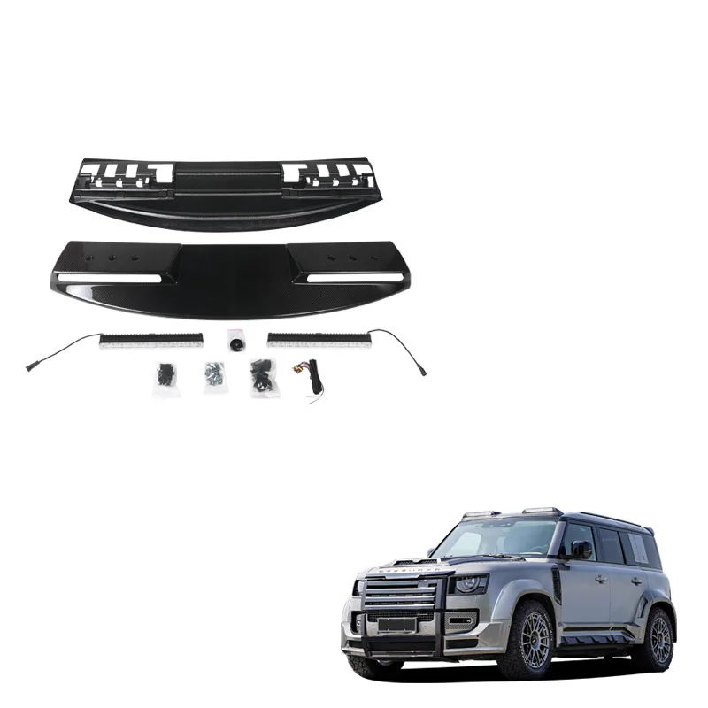 Langyu Car Exterior Parts 2 Eyes Top Lamp Dry Carbon Fiber Roof Lights For Land Rover Defender 90 110 130 2020+ Top Lights