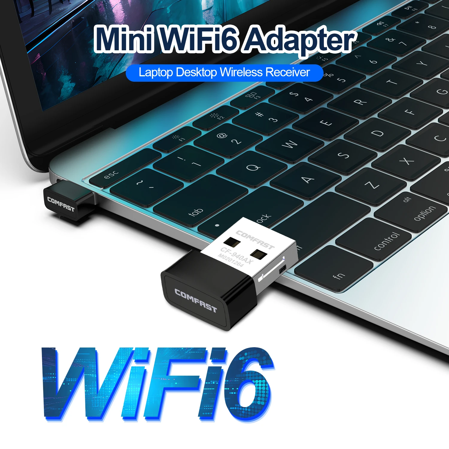 COMFAST Mini WiFi6 adattatore Free-Drive 2.4G 300Mbps scheda di rete Wireless 802.11ax USB WiFi6 Dongle WPA2 per Winows 8/8.1/10/11