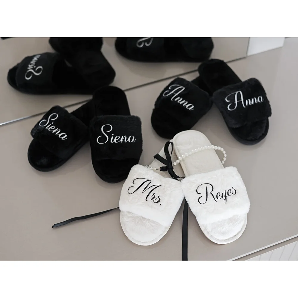 

Personalized Future Mrs Slippers Wedding Fluffy Slippers Bride To Be Bridesmaid Gift Bridal Shower Bachelorette Party Decoration