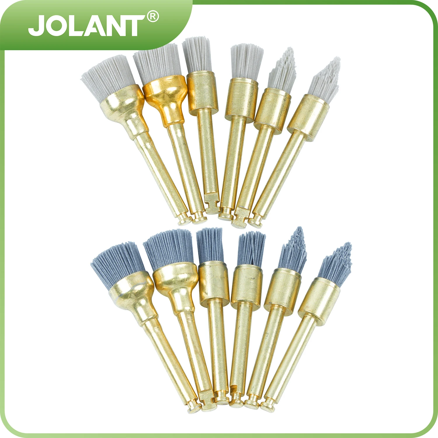 JOLANT 10Pcs/Set Dental Polishing Brush For Contra Angle Handpiece Aluminium Oxide Brushes Carbide Grinding Handle Dentist